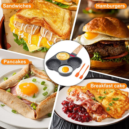 4-Cup Egg Pan Nonstick, Healthy Aluminum Omelette Pan, Breakfast Omelette Skillet for Fried Eggs Cooker, Pancakes, Suitable for Gas Stove & Induction Cookware6