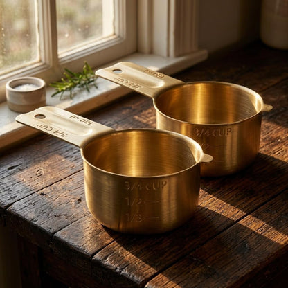 Stainless Steel Metal 3/4 Cup Measuring Cups, 2 Pack, Gold Finish6