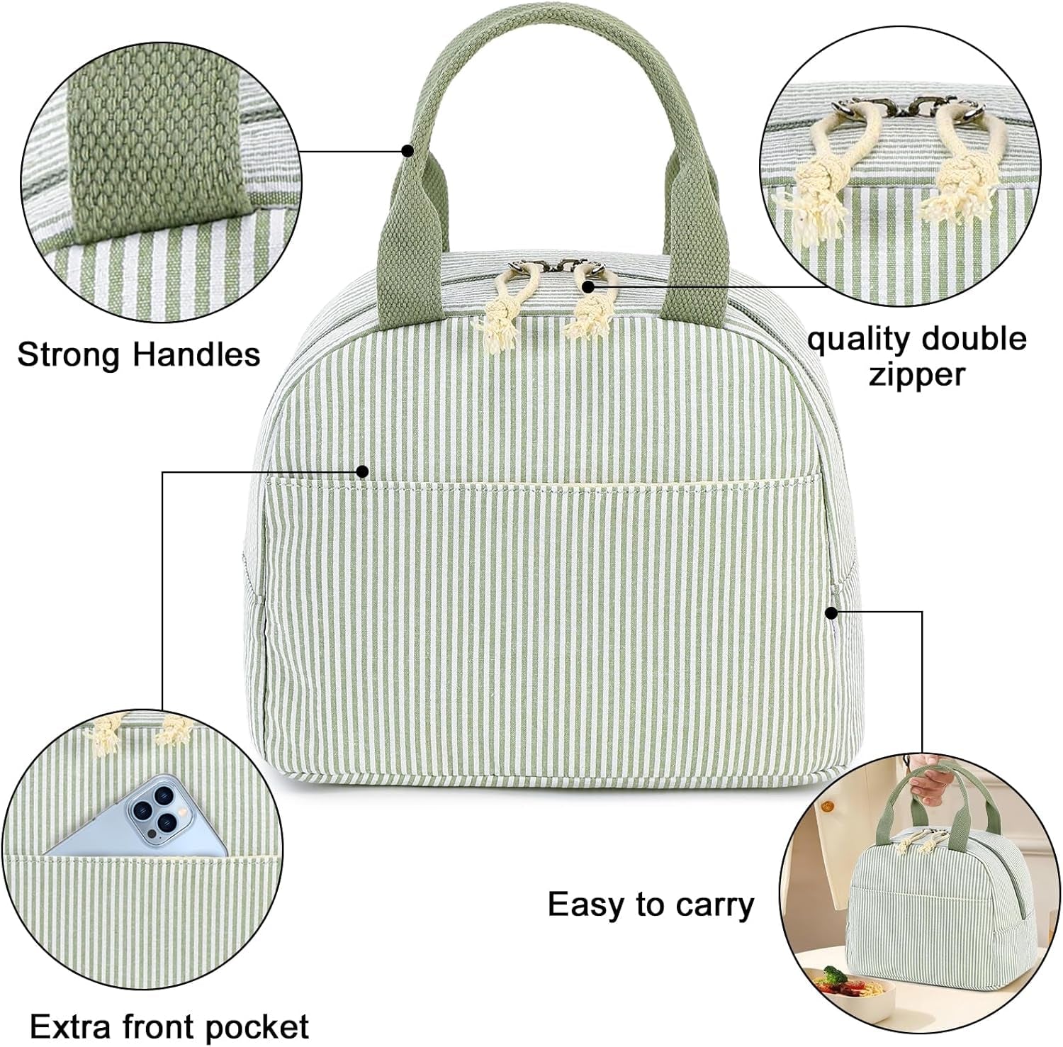 lunch-box-for-women-cute-lunch-bag-reusable-insulated-lunch-bags-large-capacity-lunchbox-cooler-for-work-picnic-or-travel-gifts-a-sage-green-white-stripes-10-x-7-5-x-8-inches