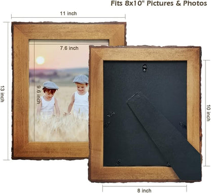 8X10 Live Edge Picture Frames, Rustic Wooden Photo Frame Farmhouse Decor for Tabletop or Wall Display, Natural Brown4