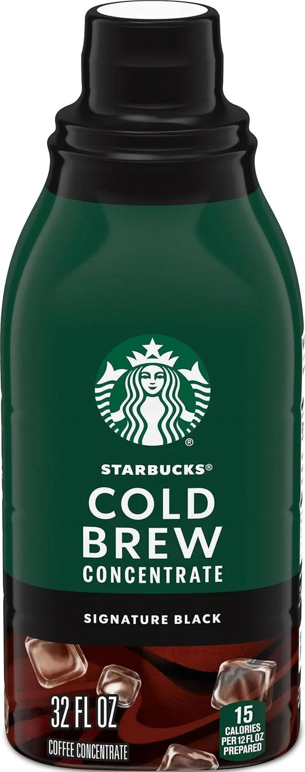 Starbucks Cold Brew Coffee Concentrate Signature Black, 32 Fl Oz Bottle | 100% Arabica Cold Brew Concentrate; Signature Black, Unsweetened; Mix with Water; 32 Fl Oz Multi-Serve Bottle1