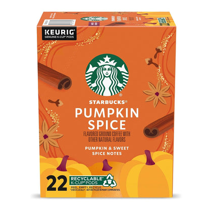 Starbucks K-Cup Coffee Pods, Pumpkin Spice Flavored for Keurig Coffee Makers, 100% Arabica, Limited Edition, 1 Box (22 Pods)1