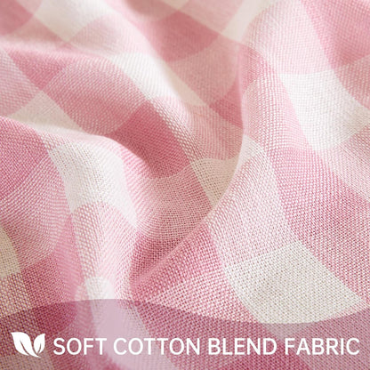 Gingham Tablecloth Rectangle Table, Cotton Linen Style Picnic Checkered Table Cloth Farmhouse Washable Wrinkle Free Buffalo Plaid Table Cover for Outdoor Birthday Party, Pink, 60X753