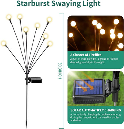 Solar Lights Outdoor Waterproof 4 Pack of 32 Leds Garden Patio Firefly Decoration Unique Gifts Women Grandparents2
