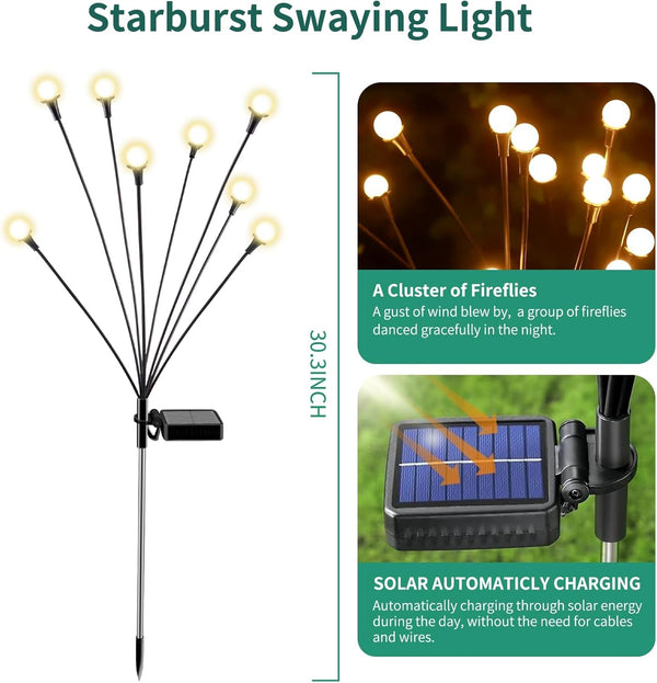 Solar Lights Outdoor Waterproof 4 Pack of 32 Leds Garden Patio Firefly Decoration Unique Gifts Women Grandparents2