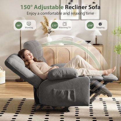 Loveseat Recliner Sofa, Wall Hugger Reclining Loveseat with Cup Holders & Storage Pockets, 150° Adjustable RV Couch, Traditional 2-Seat Reclining Couch for Living Room, RV, Home Theater, Grey4
