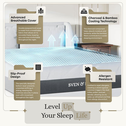 Sven & Son Hybrid Spring Mattress, Certipur-Us Certified Foam, Fiberglass-Free, Made in the USA, 14 Inch Medium Soft - Queen3
