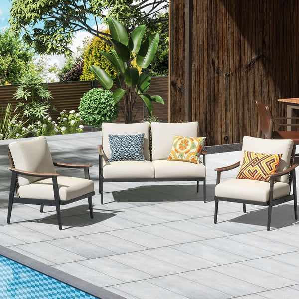3 Pieces Patio Conversation Sets, Wicker Patio Set1