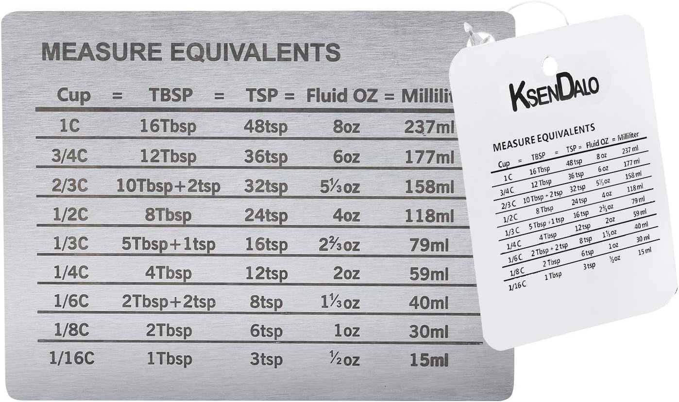 measurement-conversion-chart-with-strong-magnet-backing-stainless-measurement-conversions-for-cups-tablespoons-teaspoons-fluid-oz-and-milliliters-silver