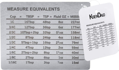 Measurement Conversion Chart with Strong Magnet Backing,  Stainless Measurement Conversions for Cups, Tablespoons, Teaspoons, Fluid Oz and Milliliters,Silver1