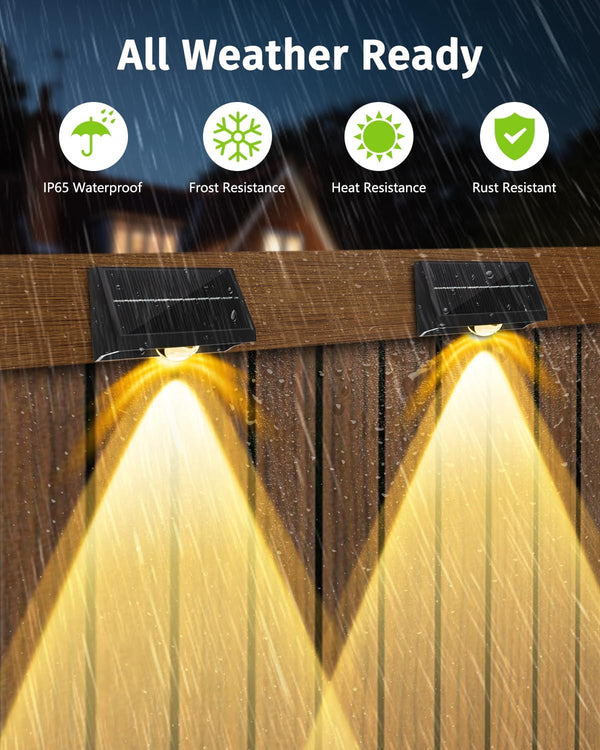 Solar Fence Lights Outdoor Waterproof High Brightness LED Spot Lens Deck Lights 7 Mode Warm & Cool White RGB Solar Powered Wall Lighting Decor for outside Patio Step Backyard Railing Pool - 8 Pack6