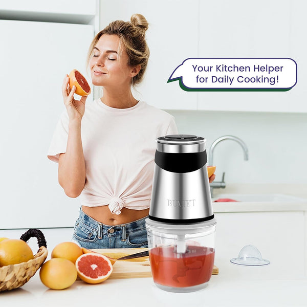 500W Mini Chopper 2.5-Cup Glass Bowl Steel Blades | Stainless Steel Blade and BPA Free Great for Small-Batch Chopper for Meat, Veggies & Baby Food. Compact & Easy-Clean.8