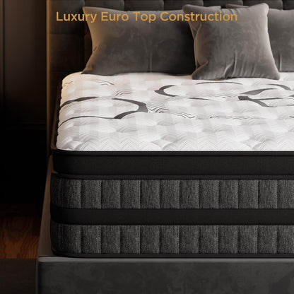 Queen Mattress 14 Inch Hybrid Mattress Euro Top Medium Firm for Back & Lumbar Support [New Version], 365 Night Trial, Individual Pocket Spring for Motion Isolation & Pressure Relief8