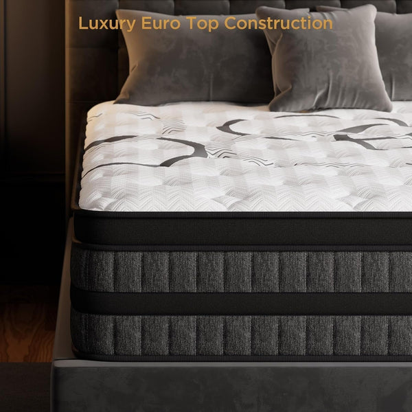 Queen Mattress 14 Inch Hybrid Mattress Euro Top Medium Firm for Back & Lumbar Support [New Version], 365 Night Trial, Individual Pocket Spring for Motion Isolation & Pressure Relief8