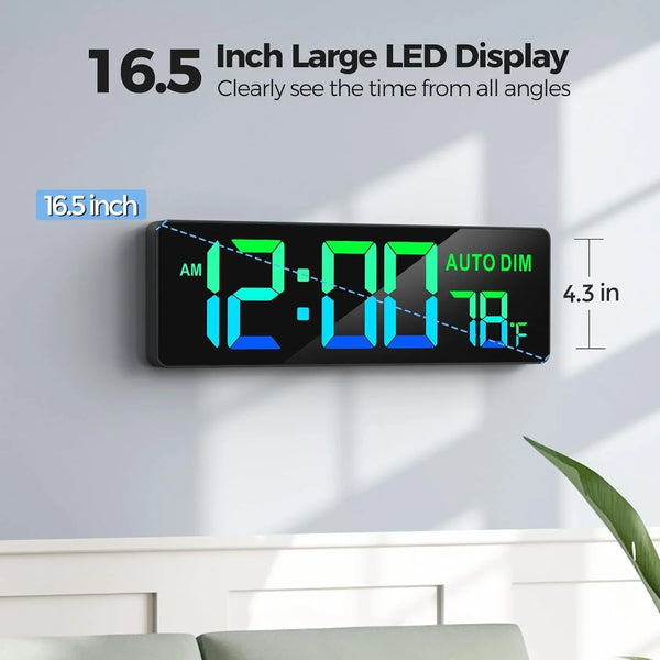 16.5" Large Digital Wall Timer Clock with Countdown for Classroom | Auto Dimmer, Temperature, Remote Control, Colorful LED Wall Clock for Teacher, School, Home Decor, Kitchen, Gym, Living Room2
