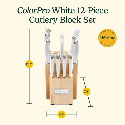 Block Knife Set, 12Pc Cutlery Knife Set with Steel Blades for Precise Cutting, Lightweight, Stainless Steel, Durable & Dishwasher Safe, C77SSW-12P7