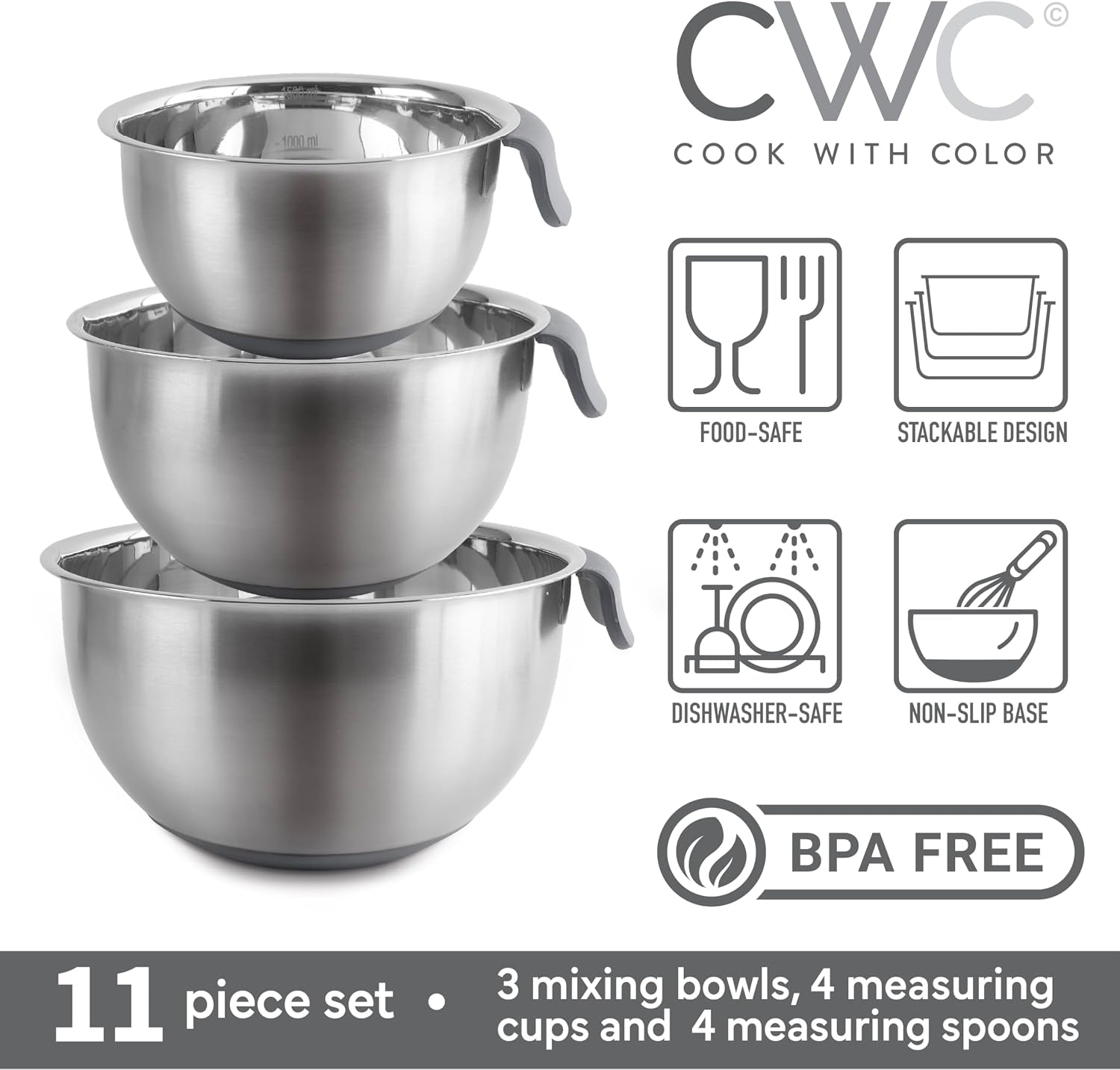 stainless-steel-mixing-bowls-set-and-measuring-cups-nesting-bowls-with-non-slip-bottom-and-easy-grip-handles-grey-11-pieces