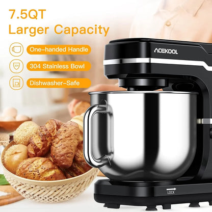 Powerful 10-Speed Stand Mixer – 7.5QT 660W Tilt-Head Electric Kitchen Mixer – Stainless Steel Bowl, Dough Hook, Whisk, Beater, Splash Guard – Ideal for Bread & Cake Baking – Household5