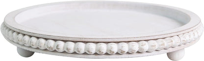 HPC Decor 12In round Wood Tray - White, Distressed, Farmhouse Rustic - Decorative Tray for Living Room, Coffee Table, Kitchen Table or Farmhouse Serving Tray9