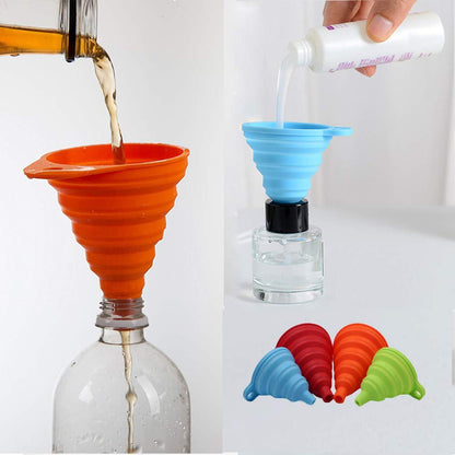 Kitchen Funnel Set 4 Pack, Small and Large, Kitchen Gadgets Accessories Foldable Silicone Collapsible Funnels for Filling Water Bottle Liquid Transfer Food Grade6