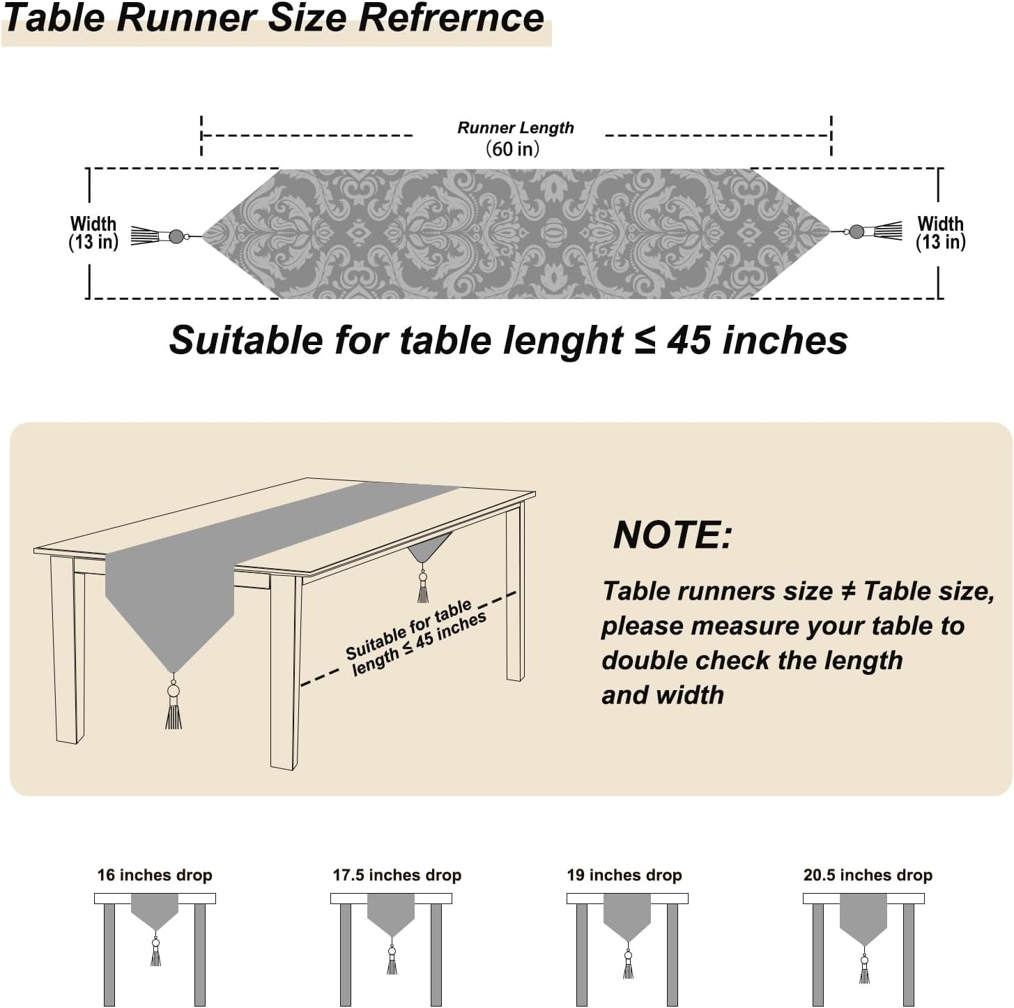 table-runners-retro-flowers-luxury-jacquard-with-tassels-dark-brown-13x60