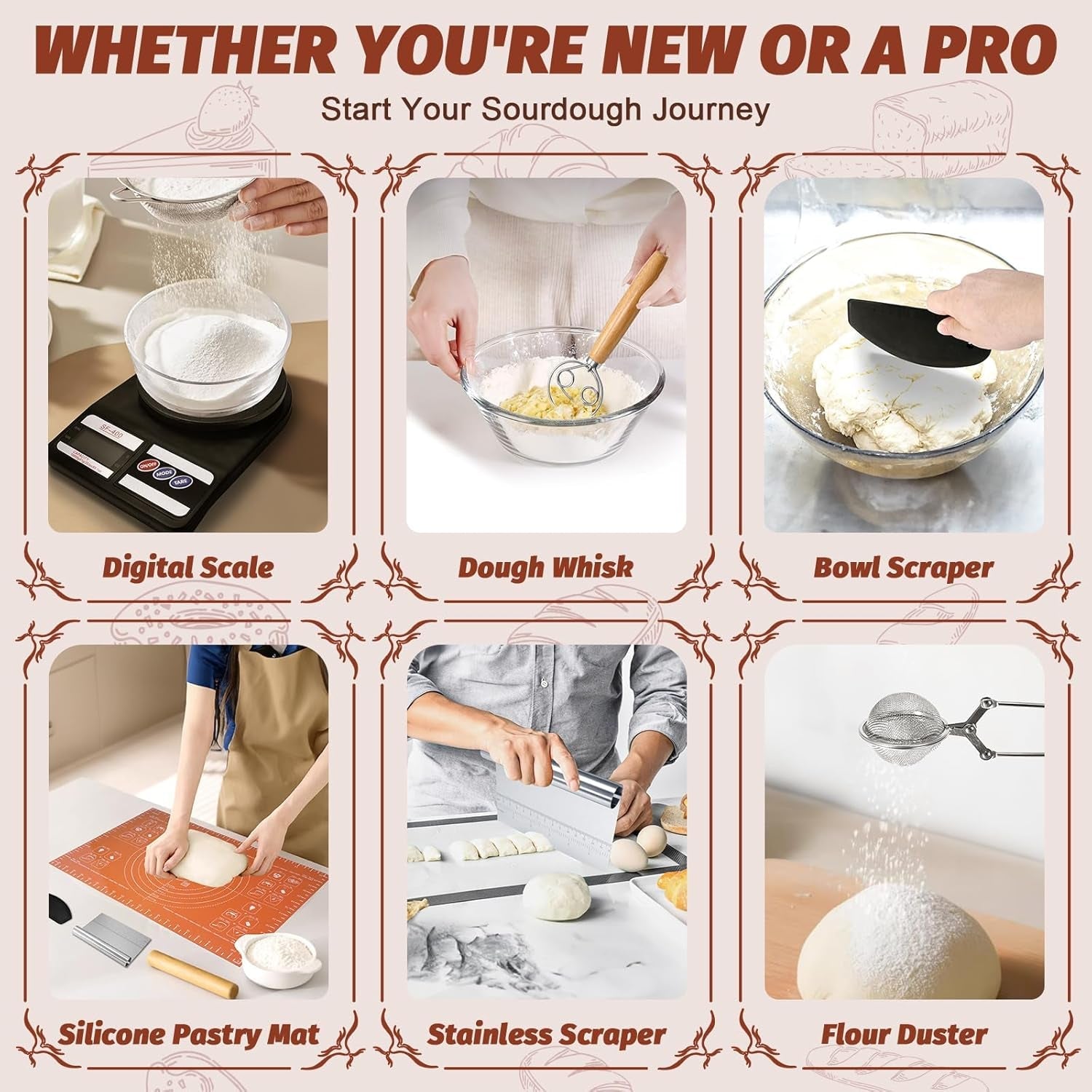 sourdough-starter-kit-with-enamel-cast-iron-pot-complete-sourdough-bread-baking-supplies-round-oval-bread-proofing-basket-with-34-oz-starter-jar-bread-making-tools-kit