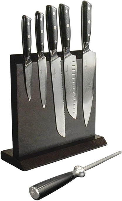 7-Piece Complete Damascus Knife Set, Magnetic Knife Holder, Honing Rod, 67-Layer Japanese Blades, Full Tang Ergonomic Handles, Professional Quality | 67 Layer Japanese Blades, Full Tang Ergonomic Handles, Magnetic Knife Holder, Honing Rod, 7 Pieces1