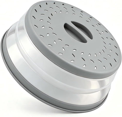 Small Collapsible Microwave Splatter Cover (Gray, 8 IN) | Microwave Plate Cover with Steam Vent，Bpa-Free Silicone & Plastic1
