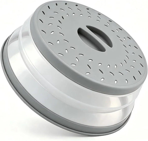Small Collapsible Microwave Splatter Cover (Gray, 8 IN) | Microwave Plate Cover with Steam Vent，Bpa-Free Silicone & Plastic1