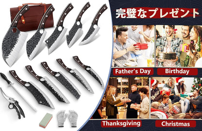 Serbian Chef Knife Set - 10 PCS Hand Forged Knife Set with Bag7