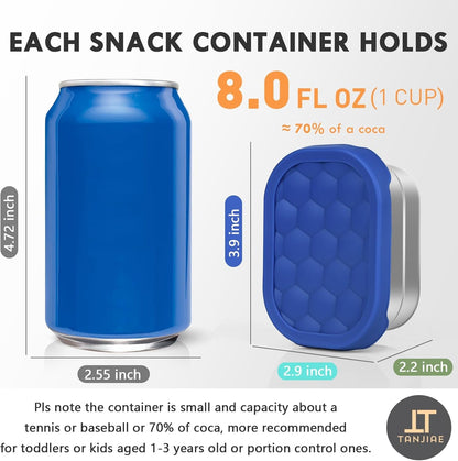 Small (1 CUP) Stainless Steel Snack Containers for Kids | Easy Open Leak Proof Food Containers with Silicone Lids - Perfect Metal Toddler Lunch Box for Daycare and School (8Oz)2