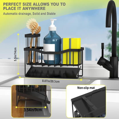 Maifan Sink Caddy Sponge Holder for Kitchen with Brush Holder and Stainless Steel Self Drain Tray, Rustproof Kitchen Sink Organizer for Sponge, Soap Dispenser Storage Accessories5