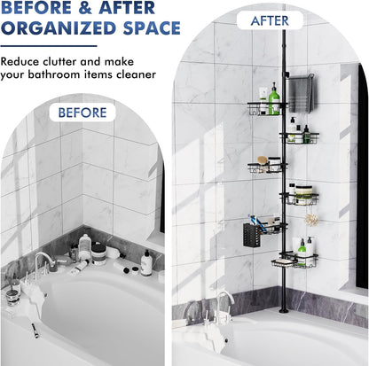 Shower Caddy Organizer Tension Pole, Corner Shower Shelves Bathroom Storage7