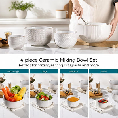 Ceramic Mixing Bowls Set of 4, Stoneware Nesting Serving Bowls7