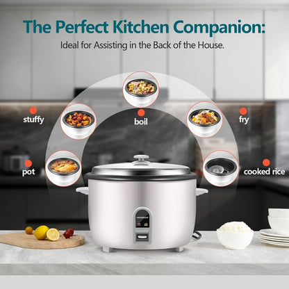 Commercial Rice Cooker, Large Capacity 30-Cup (Uncooked), 60-Cup (Cooked) with One Touch Operation and 12-Hour Keep Warm, Easy to Use and Clean, 1600W, White4