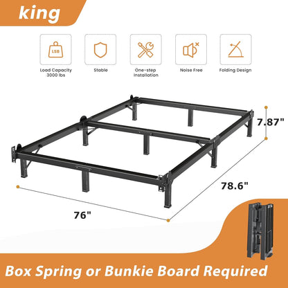 Metal Bed Frame King 8 Inches for Box Spring, 9-Legs Support Basics3