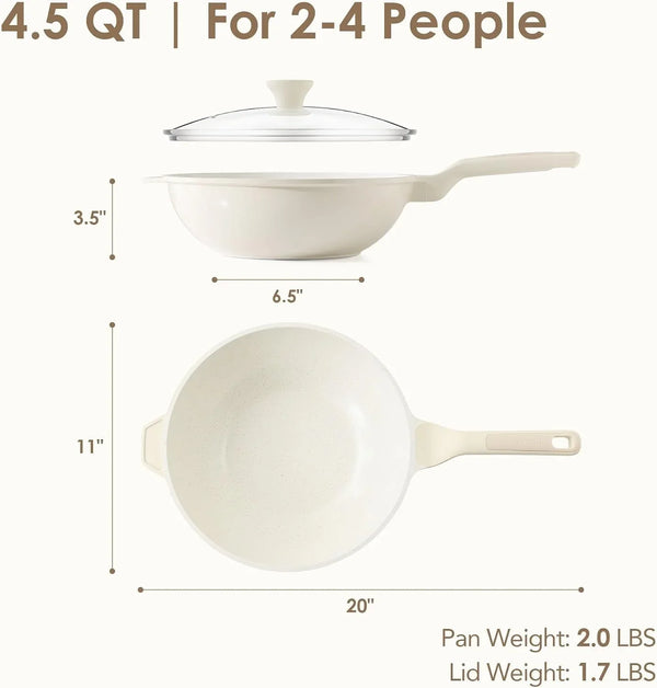 Nonstick Ceramic Wok Pan with Lid, 11Inch Non Toxic Stir-Fry Pan | PFAS Free, Induction Cookware, Even & Fast Heating, Easy to Clean, Durable, Non Stick Frying Pans Skillet, Stay-Cool Handle3