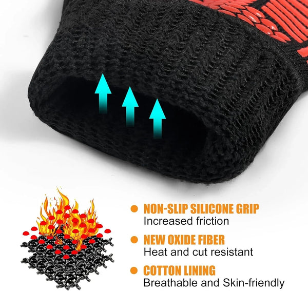 BBQ Gloves, 1472°F Heat Resistant with Silicone Grip Oven Mitts | Non-Slip Grip, for BBQ, Grilling, Oven, Smoker, Cooking and Baking5