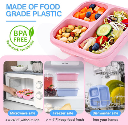 Bento Box [Portion Size], 3 Pack Snack Containers with 3 Compartments for Meal Prep & On-The-Go [School, Travel], Lunchable Container Reusable and Bpa-Free2
