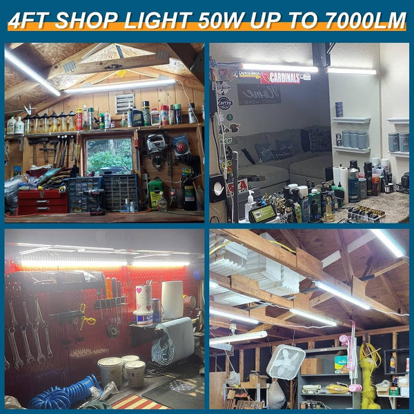 Led Shop Lights 4FT 50W 6500K 7000LM Clear White,Shop Light 4FT 110V Linkable Integrated V-Shape for Shop Garage,Warehouse,Workbench and Workshop Commercial Bay Lighting(10-Pack)3