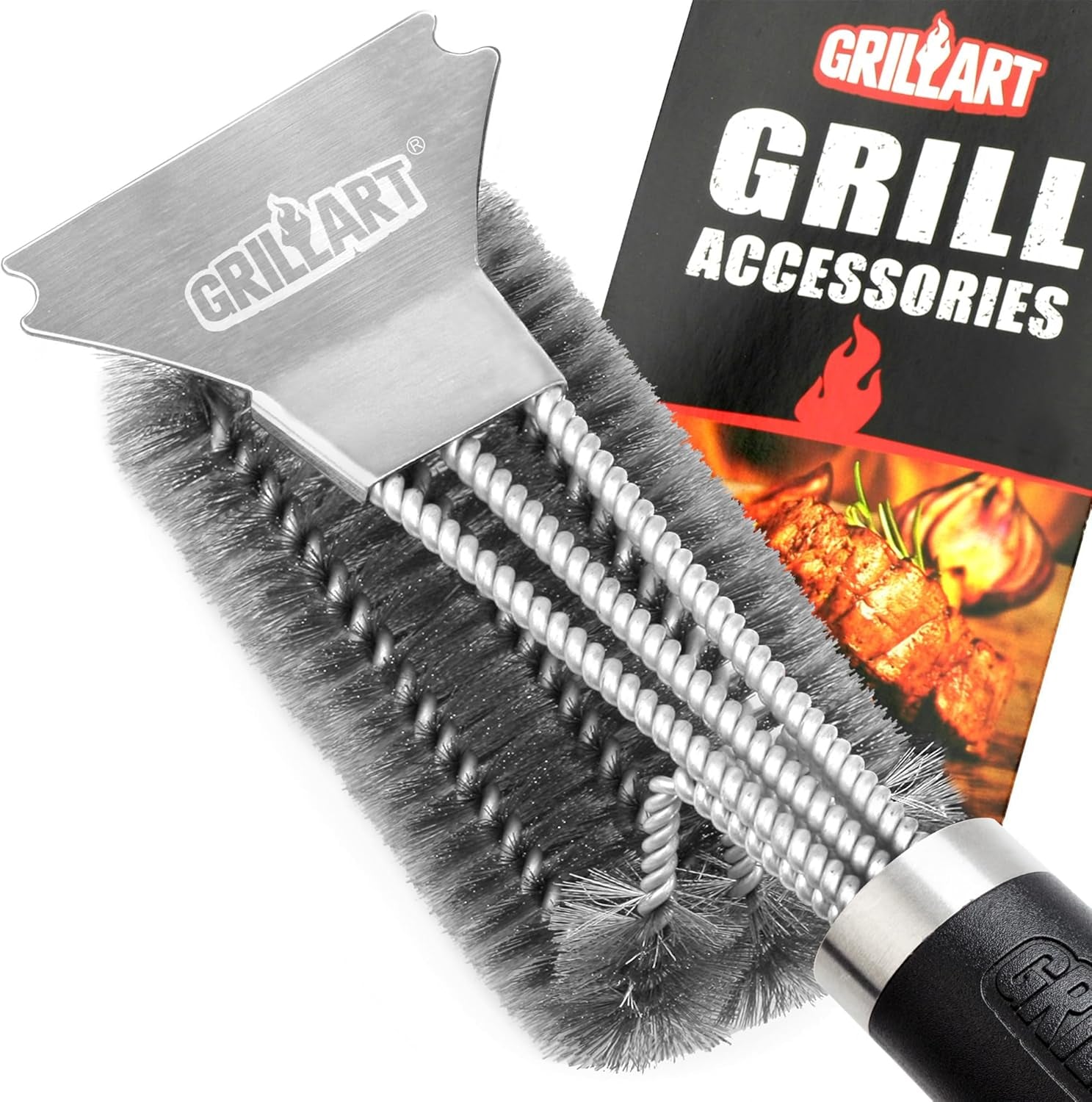 grill-brush-and-scraper-bbq-brush-for-grill-safe-18-stainless-steel-woven-wire-3-in-1-bristles-grill-cleaning-brush-br-4516