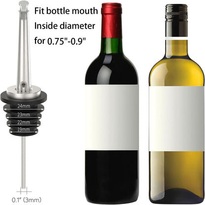 2 Pcs Oil Spout Liquor Bottle Pourer Spouts | Stainless Steel Olive Oil Dispenser Spout for about 3/4" Bottle Mouth, with Flip Top2