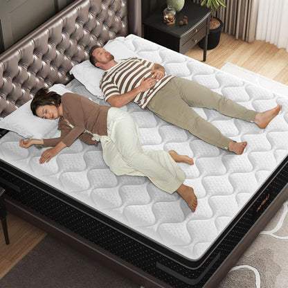 Medium Firm Queen Size Mattress, 14 Inch Hybrid Mattress in a Box with Zoned Lumbar Support for Side Sleepers, Pressure Relief, Fiberglass Free, 365 Nights Trial, 10 Years Warranty5