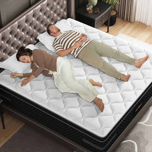 Medium Firm Queen Size Mattress, 14 Inch Hybrid Mattress in a Box with Zoned Lumbar Support for Side Sleepers, Pressure Relief, Fiberglass Free, 365 Nights Trial, 10 Years Warranty5