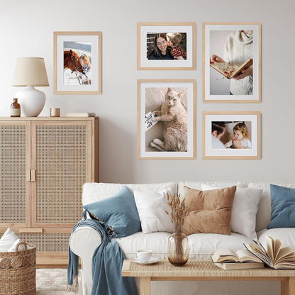 8X10 Solid Oak Wood Picture Frame with 6X8 Mat, Natural Oak, 1 Pack7