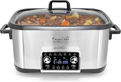 Deluxe 8 Quart 12-In-1 Programmable Multi Cooker with Sous Vide and Multi-Functions, Digital Display, Adjustable Temperature & Time, Removable Pot, Tempered Glass Lid1