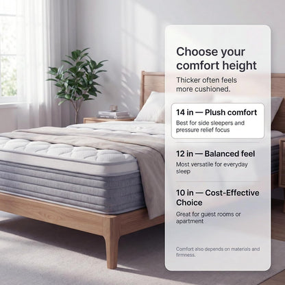 12 Inch Queen Mattress, Comfort Foam & Pocket Coil Hybrid Mattress in a Box, Medium Firm Cooling Breathable Knit Cover, Motion Isolation & Edge Support, Gray & White8