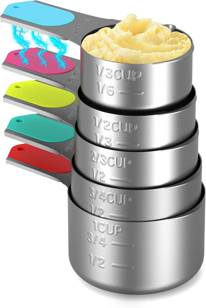Magnetic Measuring Cups Set of 5, Stainless Steel Nesting Measuring Cups with Easy to Read Markings, Kitchen Gadgets for Cooking & Baking1