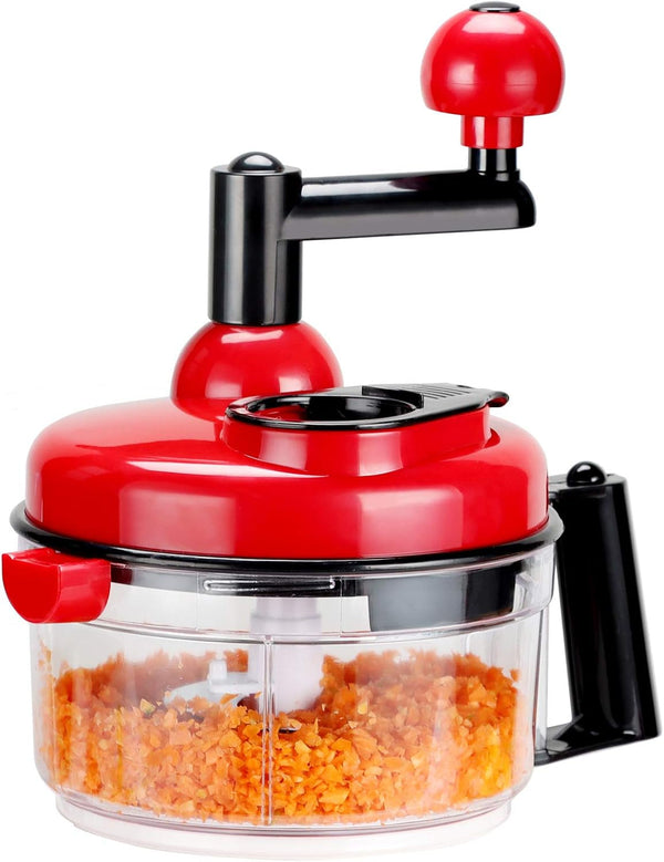 Hand Crank Food Chopper Red - Manual Food Processor with Egg Separator, Labor-Saving, Easy to Clean, Large Vegetable Mixer Blender for Onion, Garlic, Salad, Salsa, Nuts, Meat, Fruit, Etc1