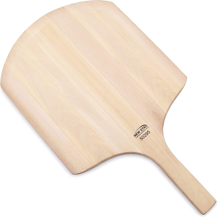 50295 Restaurant-Grade Wooden Pizza Peel, 16" L X 14" W Plate, with 8" L Wooden Handle, 24" Overall Length+2